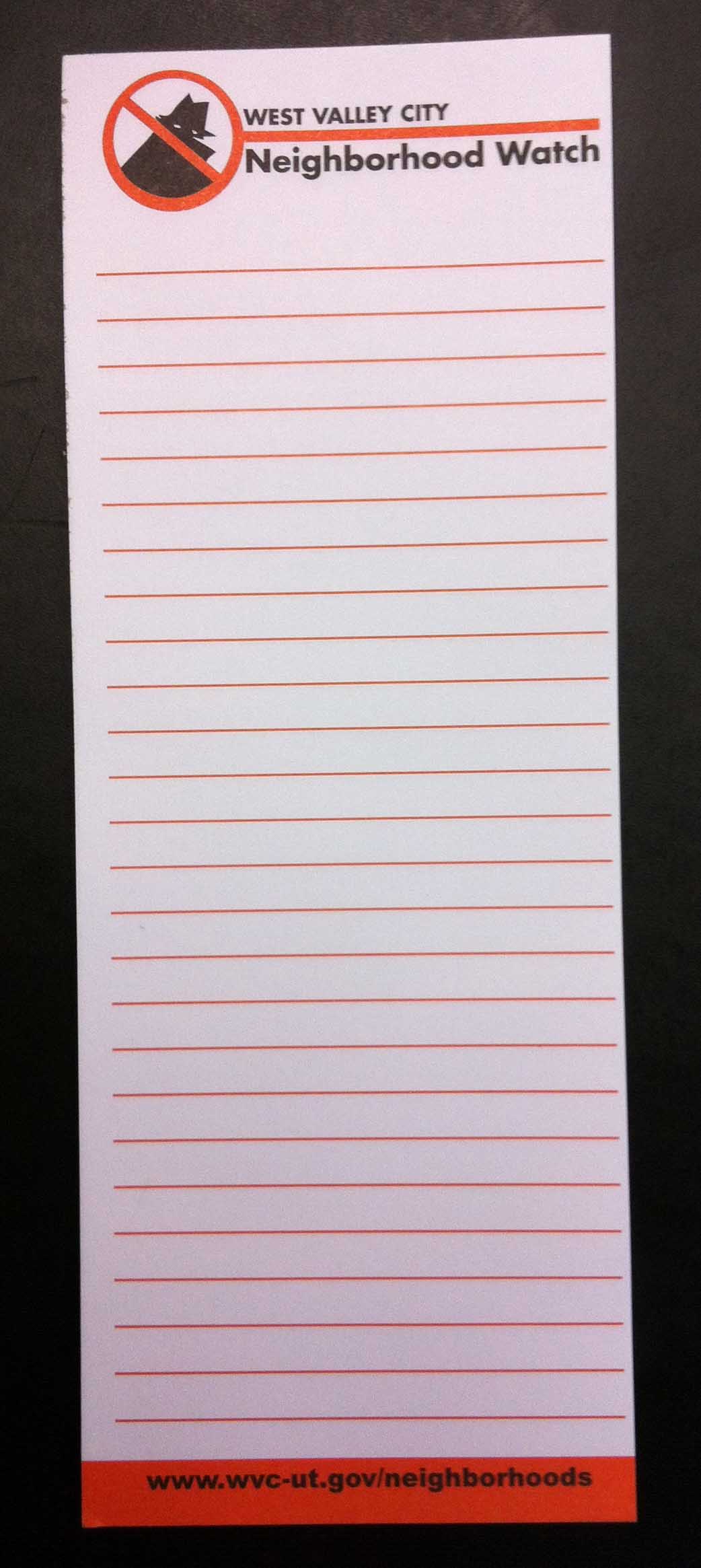 Neighborhood Watch Notepad